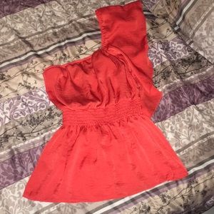 Orange one shoulder blouse